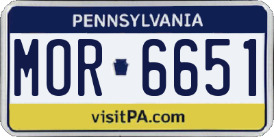 PA license plate MOR6651