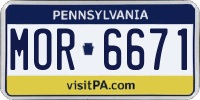 PA license plate MOR6671