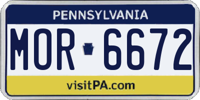 PA license plate MOR6672