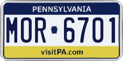 PA license plate MOR6701
