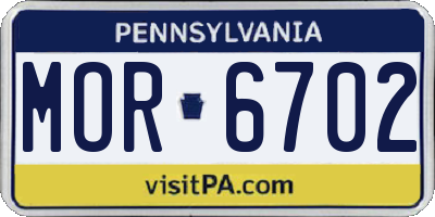 PA license plate MOR6702