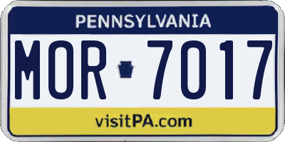 PA license plate MOR7017