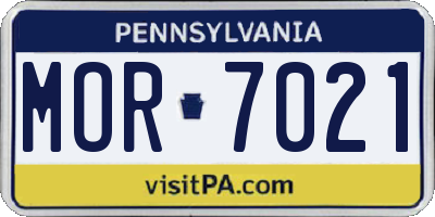 PA license plate MOR7021