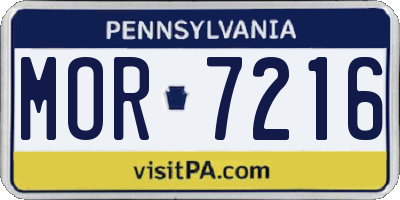 PA license plate MOR7216