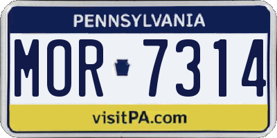PA license plate MOR7314