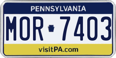 PA license plate MOR7403