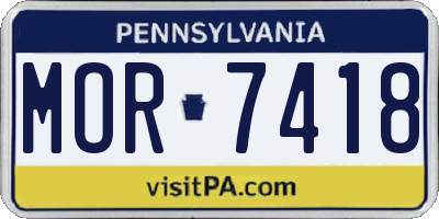 PA license plate MOR7418