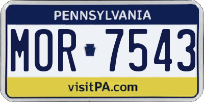 PA license plate MOR7543