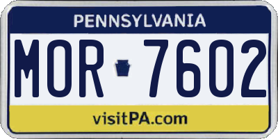 PA license plate MOR7602