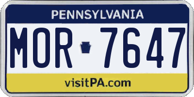PA license plate MOR7647