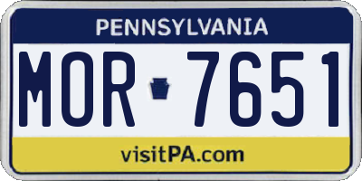 PA license plate MOR7651