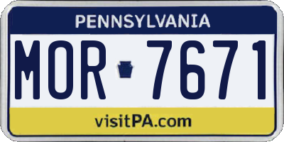 PA license plate MOR7671