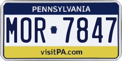 PA license plate MOR7847