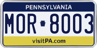 PA license plate MOR8003
