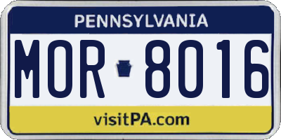 PA license plate MOR8016