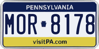 PA license plate MOR8178