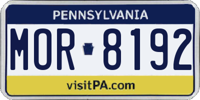 PA license plate MOR8192