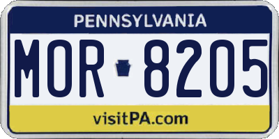 PA license plate MOR8205