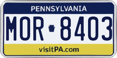 PA license plate MOR8403