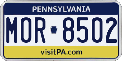 PA license plate MOR8502