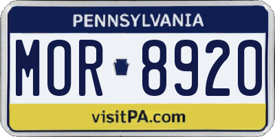 PA license plate MOR8920