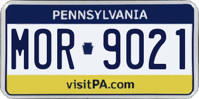 PA license plate MOR9021