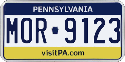 PA license plate MOR9123