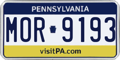 PA license plate MOR9193