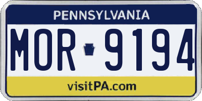 PA license plate MOR9194