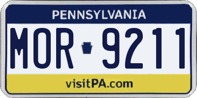 PA license plate MOR9211
