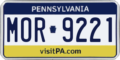 PA license plate MOR9221
