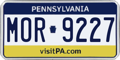 PA license plate MOR9227