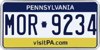 PA license plate MOR9234