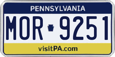 PA license plate MOR9251