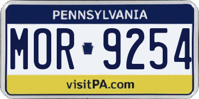 PA license plate MOR9254