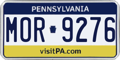 PA license plate MOR9276