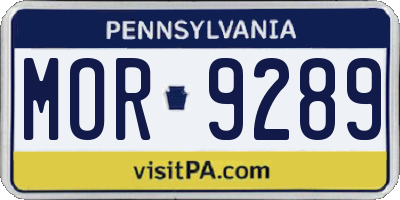 PA license plate MOR9289