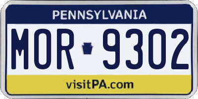 PA license plate MOR9302