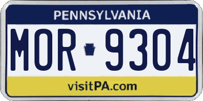 PA license plate MOR9304