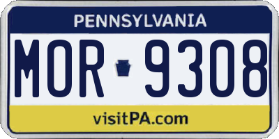 PA license plate MOR9308