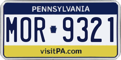 PA license plate MOR9321