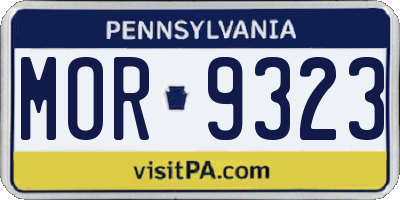 PA license plate MOR9323