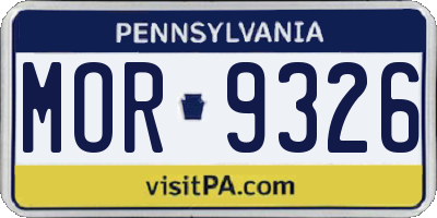 PA license plate MOR9326