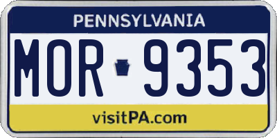 PA license plate MOR9353