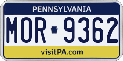 PA license plate MOR9362