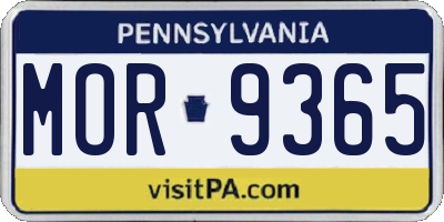 PA license plate MOR9365