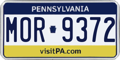 PA license plate MOR9372