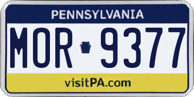 PA license plate MOR9377