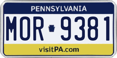 PA license plate MOR9381