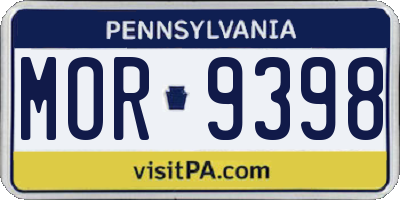 PA license plate MOR9398